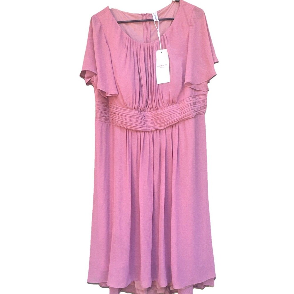 Pink Chiffon Dress Women’s 2XL US 20 Flutter Sleeve Empire Waist NWT